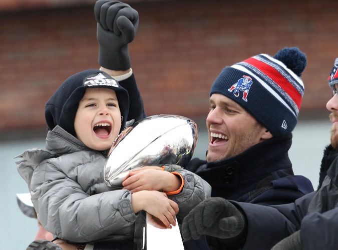 Benjamin Brady and his father Tom Brady having a quality time
